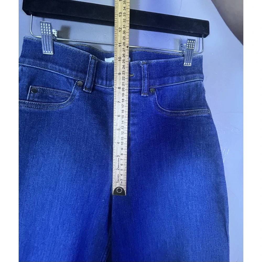 blue SPANXshape EveryWear cropped wide-leg jeans high-rise pull-on Small Petite